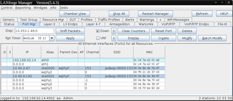 Port tab highlighting created stations