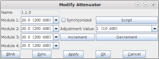 LANforge-GUI Attenuator Configuration Screen